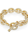 18 Karat Gold Diamond Link Bracelet with Toggle Closure
