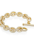 18 Karat Gold Diamond Link Bracelet with Toggle Closure