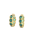 18 Karat Gold Blue-Green Tourmaline Eternity Hoops