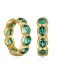 18 Karat Gold Blue-Green Tourmaline Eternity Hoops