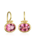 18 Karat Gold Pink Tourmaline Hinge Earrings