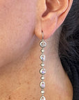 Platinum Ceylon Moonstone Diamond Line Earrings