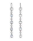 Platinum Ceylon Moonstone Diamond Line Earrings