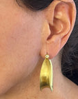 18 Karat Gold Anticlastic Hoop Diamond Earrings - large