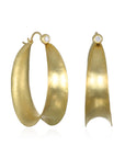 18 Karat Gold Anticlastic Hoop Diamond Earrings - large