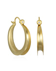 18 Karat Gold Anticlastic Hoop Diamond Earrings - small