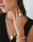 18 Karat Gold White South Sea Pearl and Diamond Ring