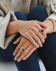 18 Karat Gold Cushion Green Tourmaline Cabochon RIng
