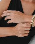 18 Karat Gold Diamond Link Bracelet with Toggle Closure