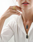 18 Karat Gold Blue Sapphire Slice Hinged Pendant