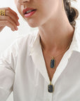 18 Karat Gold Blue Sapphire Slice Hinged Pendant