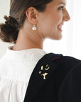 18 Karat Gold and Diamond White South Sea Pearl Drop Earrings