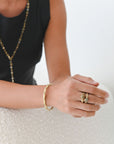 18 Karat Gold Faceted Milky Diamond Bead Ring
