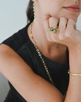 18 Karat Gold Faceted Milky Diamond Bead Ring