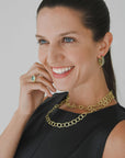 18 Karat Gold Blue-Green Tourmaline Eternity Hoops
