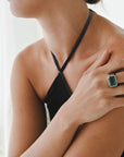 Platinum Zambian Emerald Bezel Ring