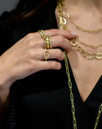 18 Karat Gold Oval Planished Link Chain