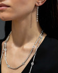Platinum Diamond Line Earrings