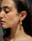18 Karat Gold Raw Diamond Daisy Stud Earrings with Golden South Sea Pearl Drops
