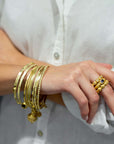 18 Karat Gold Diamond Granulation Bangle