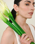 18 Karat Gold Yellow Green Sapphire Slice Earring