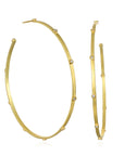 18 Karat Gold Diamond Granulation Bead Hoop Earrings