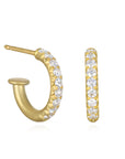 18 Karat Gold Micro Pave Diamond Hoops with Posts