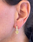 18 Karat Gold Micro Pave Diamond Hoops with Posts