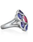 Platinum Tanzanite and Pink Tourmaline Daisy Ring