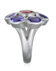 Platinum Tanzanite and Pink Tourmaline Daisy Ring
