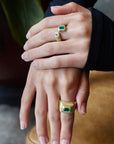 18 Karat Gold Brazilian Emerald Diamond Open Wrap Ring
