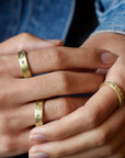 18 Karat Gold Diamond Burnished Square Band Ring