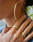 18 Karat Gold Diamond Granulation Bead Hoop Earrings