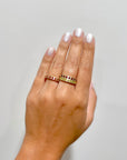 18 Karat Gold Light Aquamarine Burnished Bar Ring