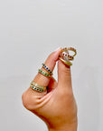 18 Karat Gold Light Aquamarine Burnished Bar Ring