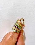 18 Karat Gold Light Aquamarine Burnished Bar Ring