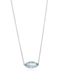 18 Karat White Gold Marquise Aquamarine Pendant Necklace
