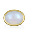 18 Karat Gold Rainbow Moonstone Bezel Ring