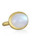 18 Karat Gold Rainbow Moonstone Bezel Ring