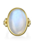 18 Karat Gold Moonstone Triple Diamond Bead Ring