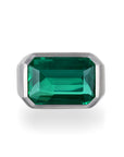 Platinum Zambian Emerald Bezel Ring