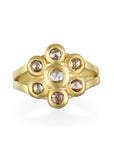 18 Karat Gold Champagne Rose Cut Diamond Daisy Ring