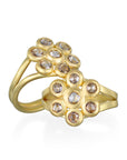 18 Karat Gold Champagne Rose Cut Diamond Daisy Ring