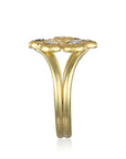 18 Karat Gold Champagne Rose Cut Diamond Daisy Ring