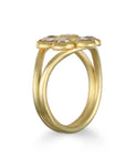 18 Karat Gold Champagne Rose Cut Diamond Daisy Ring