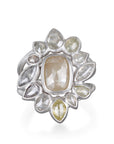 Platinum Milky Diamond Daisy Ring