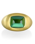 18 Karat Gold Cushion Green Tourmaline Cabochon RIng
