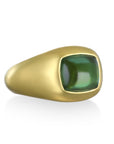 18 Karat Gold Cushion Green Tourmaline Cabochon RIng