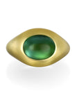 18 Karat Gold Oval Green Tourmaline Cabochon RIng