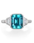 Platinum Indicolite Tourmaline Diamond Ring